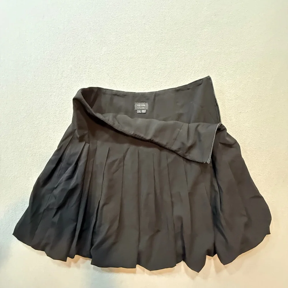 🖤 Nicole by Nicole Miller Pleated Bubble Hem Romantic Dark Academia Skirt Wom 6 - Picture 7 of 12